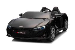 Electric Ride-on car Audi R8 SPYDER Two-seater 24V, black, MP3 Player with USB/AUX and Bluetooth, Battery 24V/14Ah, 2 x 200W Engines, EVA wheels with rear suspension, Leather adjustable seats, Remote control, Licensed