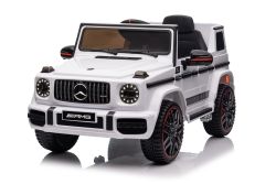 Electric Ride on Car Mercedes G New, White, Original Licensed, Battery Powered, Opening Doors, Single Seat, 2x Engine, 12 V Battery, 2.4 Ghz remote control,Rear Suspension, Smooth start