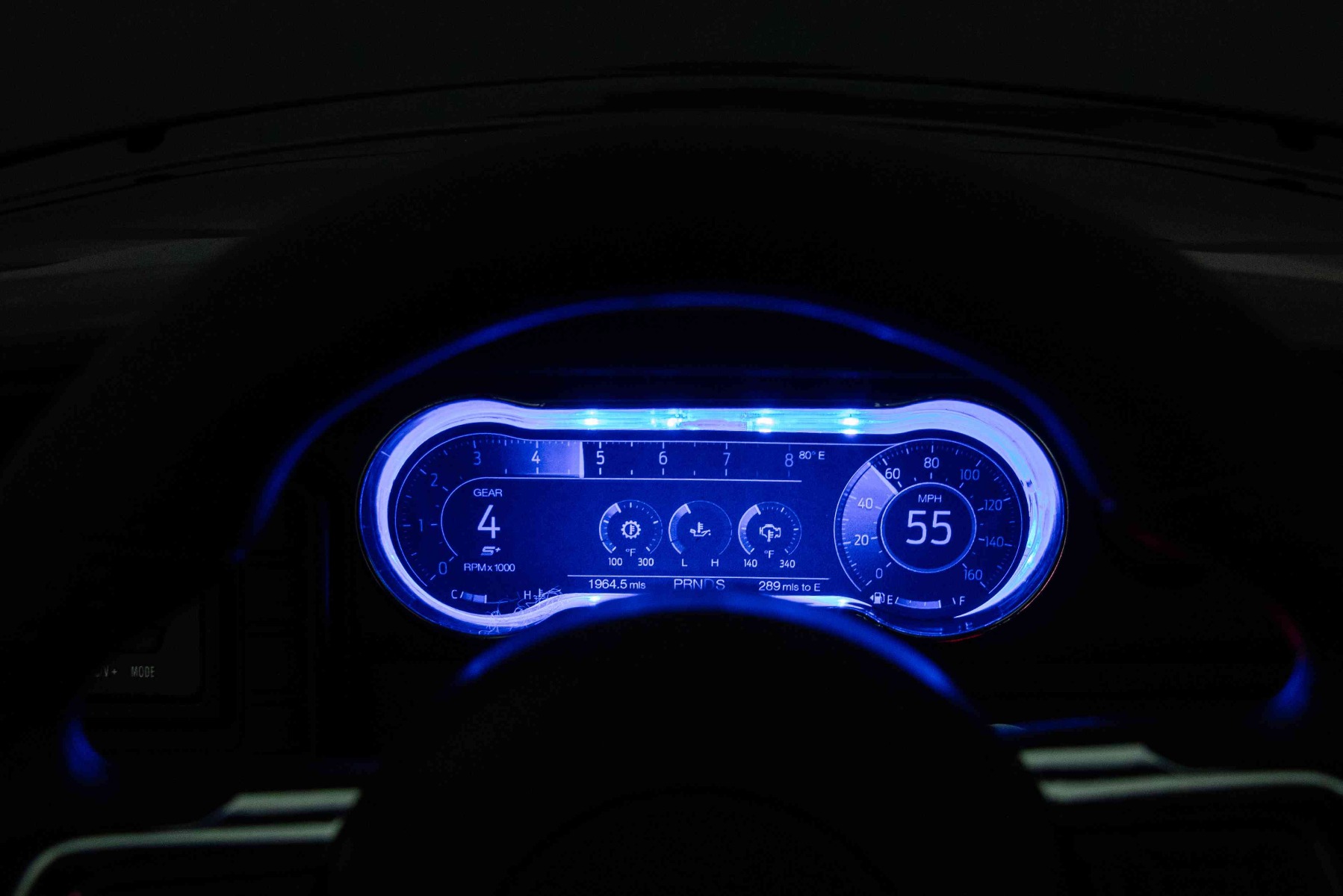 Under-lightened dashboard