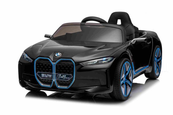 Electric Ride on car BMW i4 black 2.4 GHz remote control USB AUX Bluetooth Rear wheel