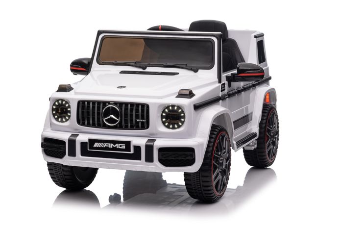 Electric Ride on Car Mercedes G New White Original Licenced Battery Powered Opening Doors Single Seat 2x Engine 12 V Battery 2.4 Ghz remote control Rear Suspension Smooth start